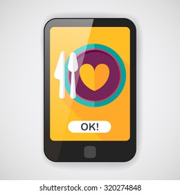 Valentine's Day dinner flat icon with long shadow,eps10