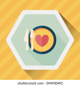 Valentine's Day dinner flat icon with long shadow,eps10