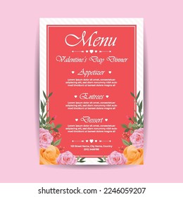 Valentines Day Dinner Menu Template