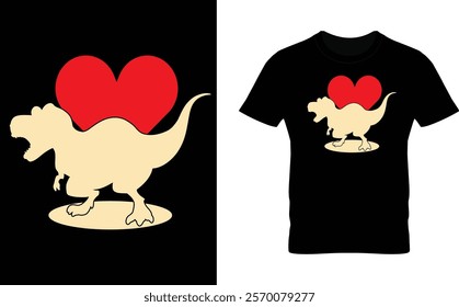 Valentine's Day Dinosaur Lover T-Shirt Design