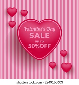 Valentine's Day Discount 50% Off Poster or banner with lots of hearts
