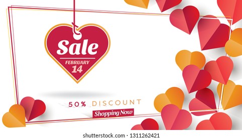 Valentines Day Discount Card and Vector Web Banner