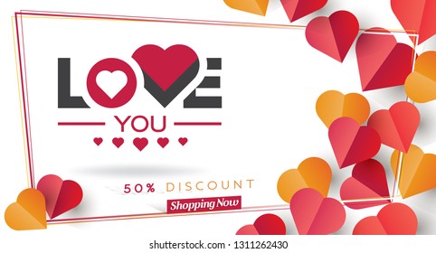 Valentines Day Discount Card and Vector Web Banner