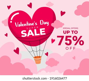 venta de descuento por día de valentines con vector de globo