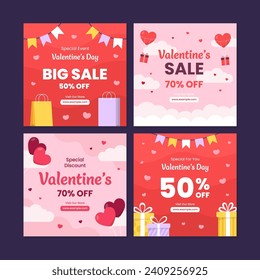 valentine's day discount sale social media template collection