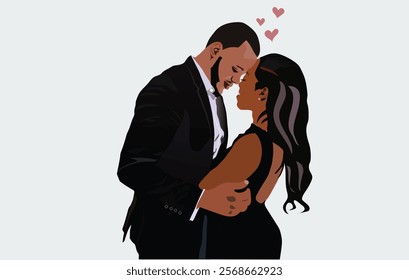 Valentines Day- Diverse couple vector illustration for postcard and love letter.