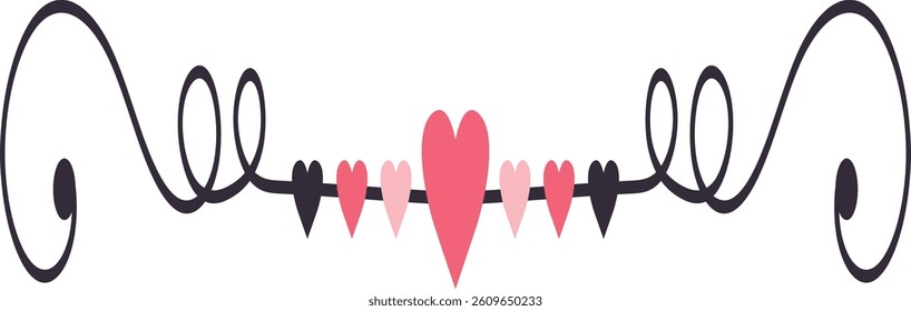 Valentine's Day Divider Element. Isolated Vector Illustration in Simple Decoration.