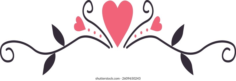 Valentine's Day Divider Element. Isolated Vector Illustration in Simple Decoration.