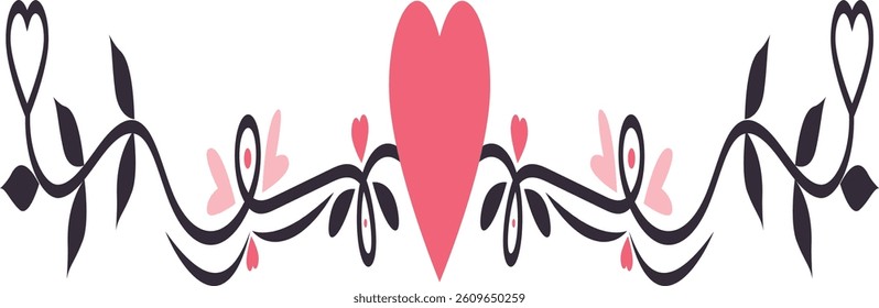 Valentine's Day Divider Element. Isolated Vector Illustration in Simple Decoration.