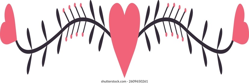 Valentine's Day Divider Element. Isolated Vector Illustration in Simple Decoration.