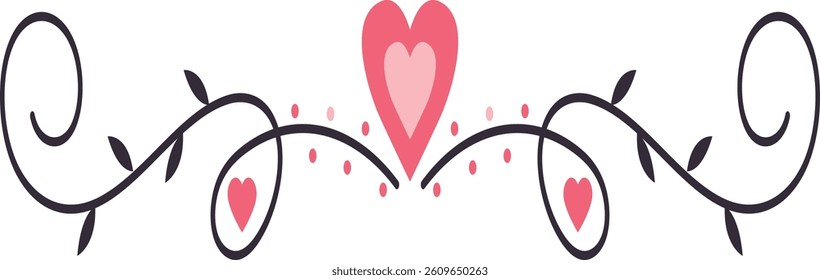 Valentine's Day Divider Element. Isolated Vector Illustration in Simple Decoration.