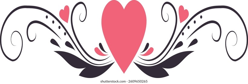Valentine's Day Divider Element. Isolated Vector Illustration in Simple Decoration.
