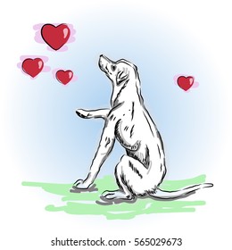 Valentine's Day - Dog with the hearts