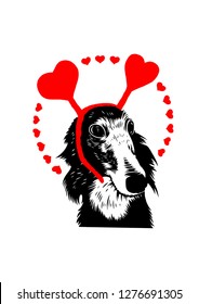 valentine`s day dog illustration