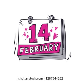 Valentine's day doodle calender vector isolated
