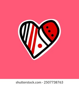Valentine's day Doodle heart illustration, pink. Hand Drawn Heart