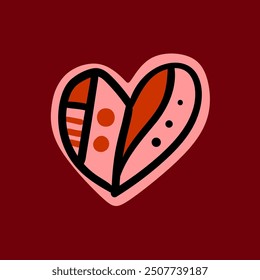 Valentine's day Doodle love illustration, pink. Hand Drawn Heart
