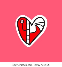 Valentine's day Doodle love illustration, pink. Hand Drawn Heart