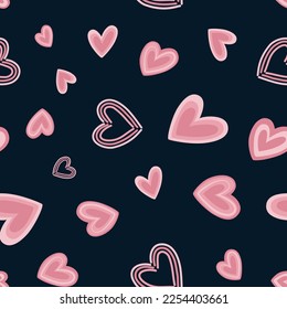 Vector de corazones rosados de Doodle de San Valentín en fondo marino