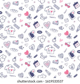 Valentine's Day Doodle Seamless Background