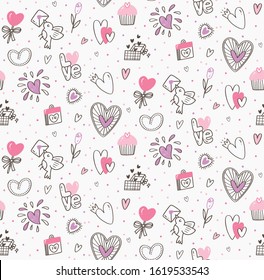 Valentine's Day Doodle Seamless Background