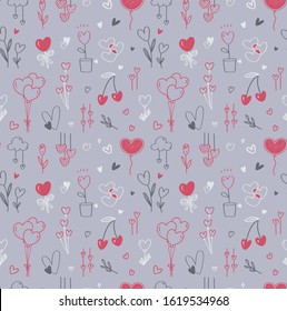 Valentine's Day Doodle Seamless Background