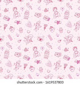 Valentine's Day Doodle Seamless Background