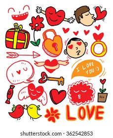 Valentines day doodle set