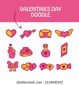 Valentines Day Doodle Set Illustration