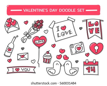 Valentine's Day doodle set, Wedding element and decorate.