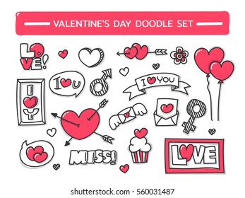 Valentine's Day doodle set, Wedding element and decorate.