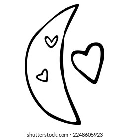 Valentine's Day doodle vector boho moon love heart decoration