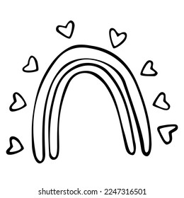 Valentine's Day doodle vector box rainbow with love hearts