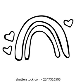 Día de San Valentín garabato vectorial caja arco iris con corazones de amor