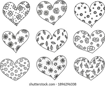 Valentines Day doodle vector hearts collection. Hand drawn vector love illustrcation 