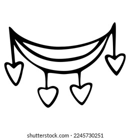 Valentine's Day doodle vector love heart garland