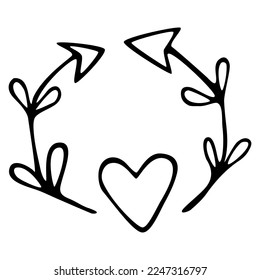 Vector de doodle de San Valentín adoran la decoración de corazones