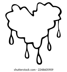 Valentine's Day doodle vector love heart cloud with rain