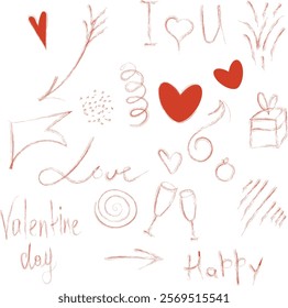 Valentine's Day doodle vector on transparent background