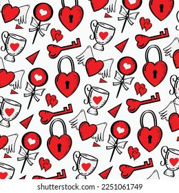 Valentine's Day Doodles Drawing Pattern 