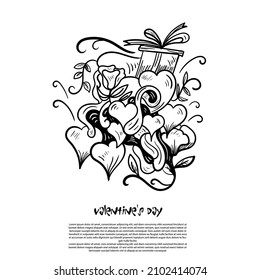 valentines day doodles. hand drawn valentine's day.unique art concept free drawing on valentine's day