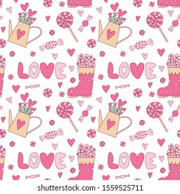 Valentine's Day doodles. Romantic hand drawn elements.Vector. Romantic pattern.