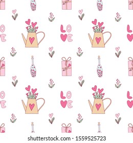 Valentine's Day doodles. Romantic hand drawn elements.Vector. Romantic pattern.