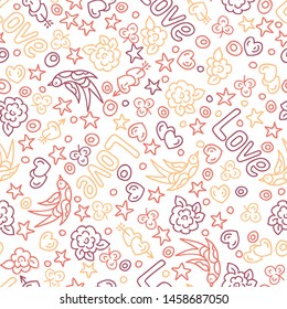 Valentine's Day doodles seamless vector pattern