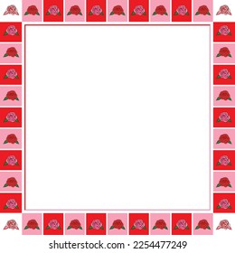 Valentine's Day double shade border with rose vector in boxes