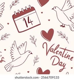 Valentine's Day Dove and Love Pattern