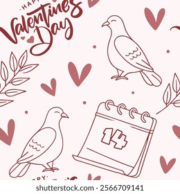 Valentine's Day Dove and Love Pattern