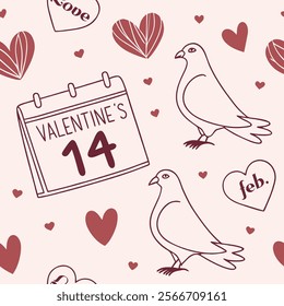 Valentine's Day Dove and Love Pattern