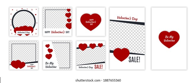 Valentine's day editable template for social networks stories and posts. Design backgrounds