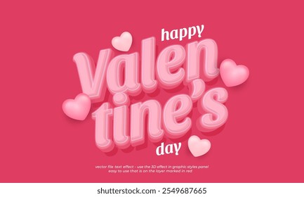 Valentine's day editable text effect 3d font style